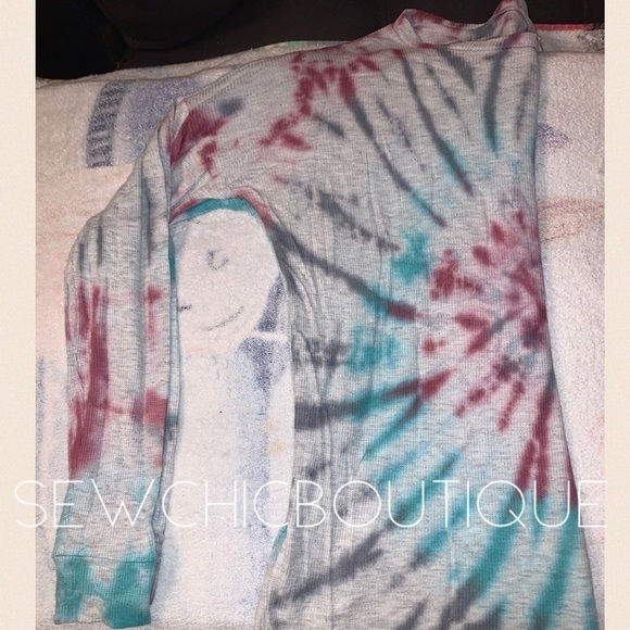 Teal & Purple Thermal Thermal Knit Tie Dye - Picture 5 of 7